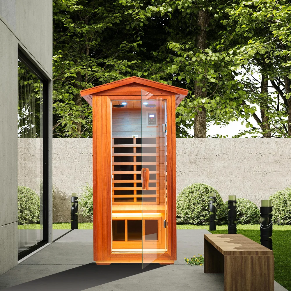 One person Far infrared Khaya outdoor sauna room