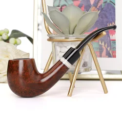 Classical Handmade Double White Copper Pipe with Imitation Ivory Ring, Filter Pipes, Briar Wood Pipe, Bent Smoking Pipe, 9mm