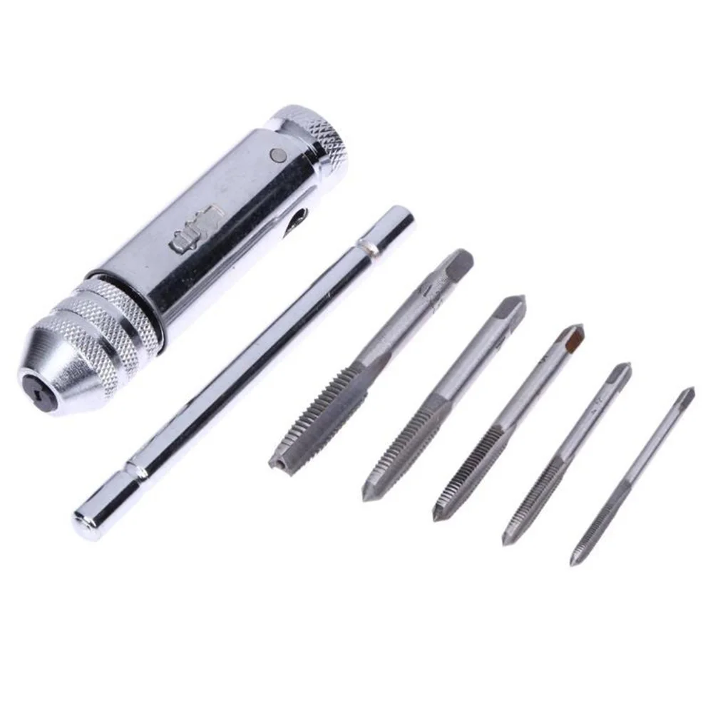 STONEGO T-Handle Ratchet Tap Holder Wrench with 5PCS M3-M8 3mm-8mm Metric Plug Taps