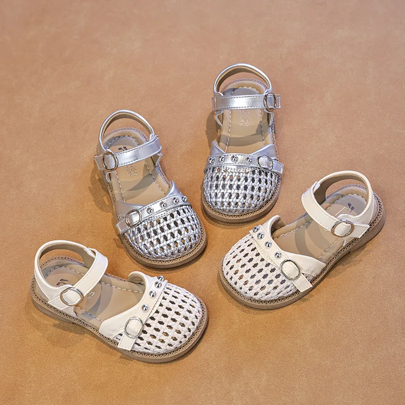 

Baby Girls Woven Sandals Summer Children Princess Shoes Kids Beach Sandals Soft Sole Anti Slip Comfortable Infant Barefoot Shoes