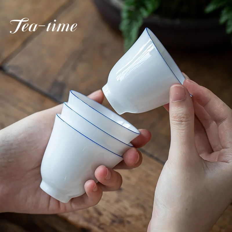 Boutique Sweet White Porcelain Teacups Thin Tire Master Cup Single Tea Bowl Small Tea Cup Kung Fu Tea Tea-tasting Wine Drinkware