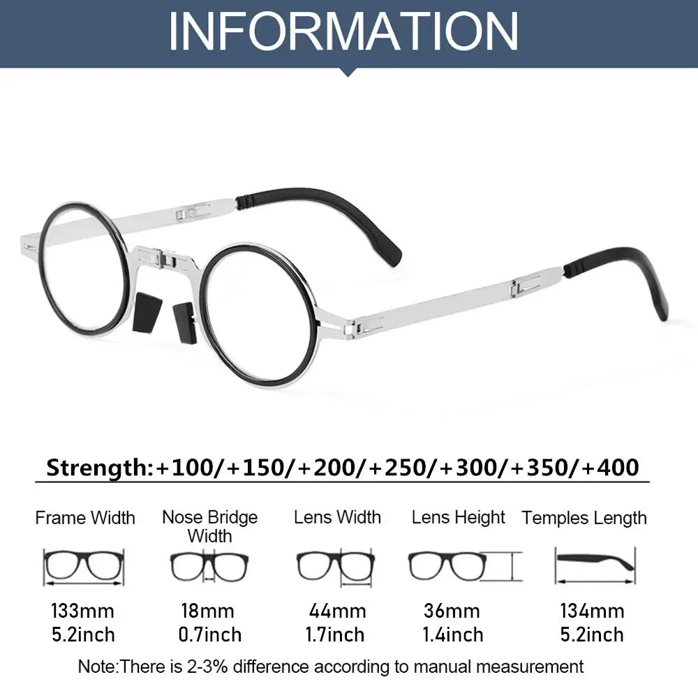 Men Women With Case Eye Protection Folding Reading Glasses Eyeglasses Ultra Light Frame Anti-Blue Light