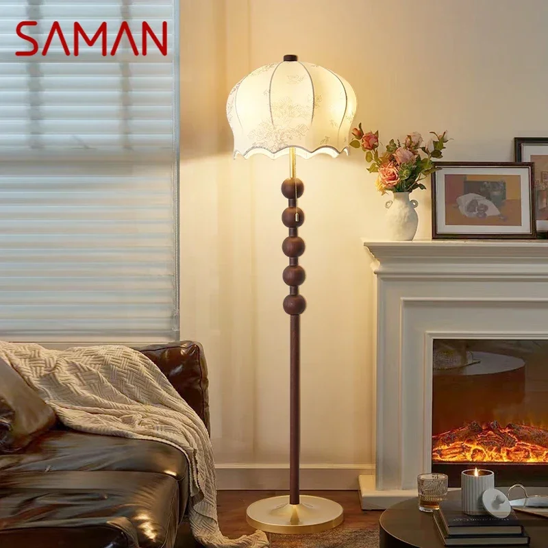 SAMAN Contemporary Floor Lamp Retro Art Bedroom Living Room Beside The Sofa LED Villa Hotel Decorative Standing Light