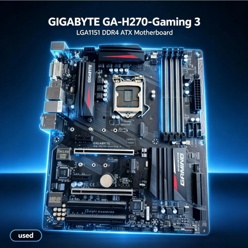 GIGABYTE GA-H270-Gaming 3 Motherboard LGA1151,Support 6th/7th Gen Intel Core CPU,4×DDR4,M.2 Slot, HDMI DVI, ATX Gaming Mainboard
