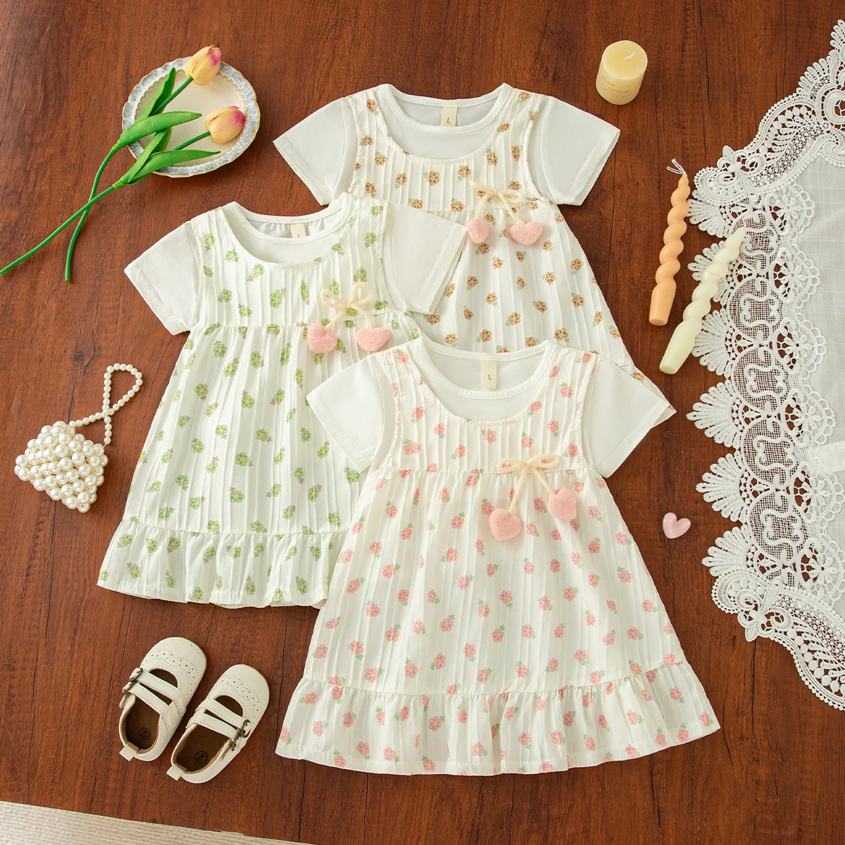 

Летнее платье для девочки с цветочным принтом и бантом, с коротким рукавом, милое пляжное платье для малышки, одежда для девочек