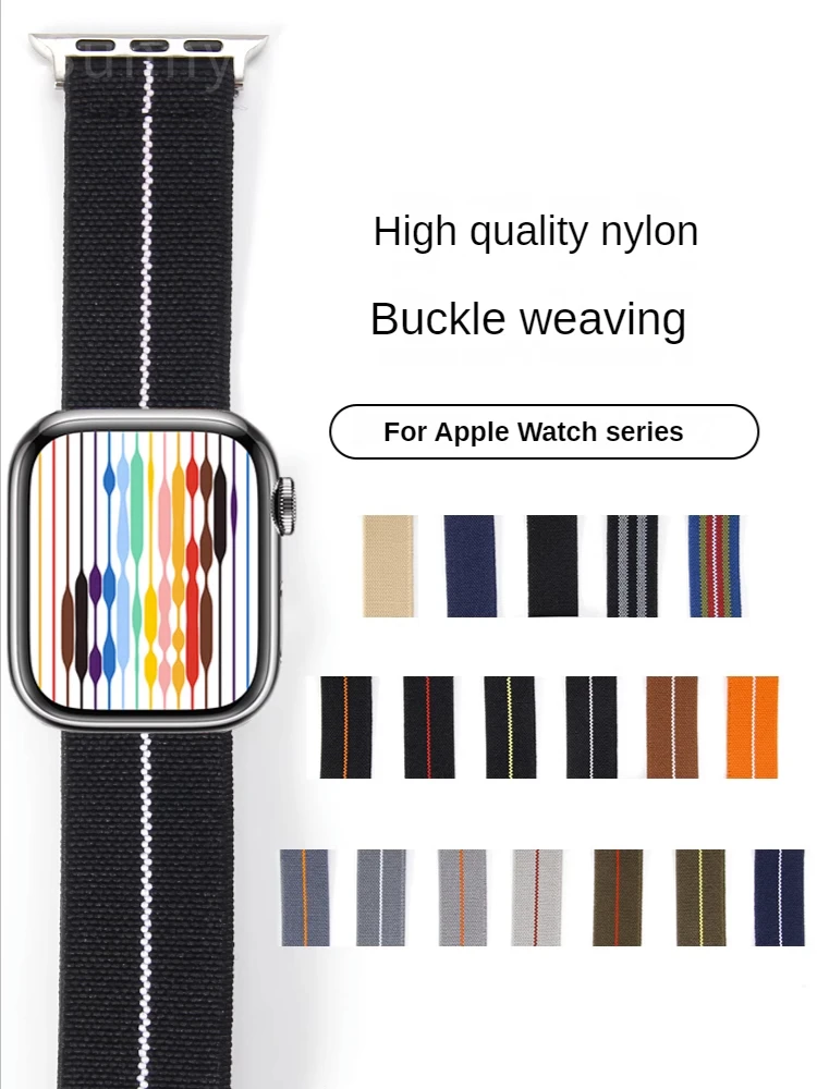 For Iwatch Watch Strap Apple 6se 38/40mm 42/44mm High Density Knitting 7/5/4 Stretch Breathable Sweat-Proof Nylon Watchband