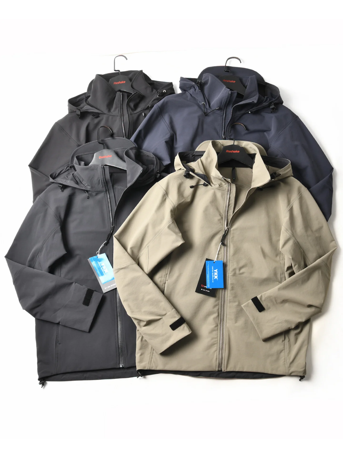 New American Style Outdoor Windproof Water-resistant Tactical Hooded Soft  Jacket Men's Autumn Casual Sports Coat