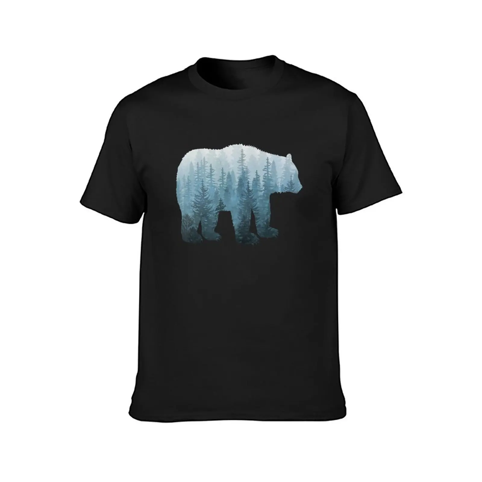 Misty Forest Bear - Turquoise T-Shirt customs animal prinfor boys blanks clothes for men