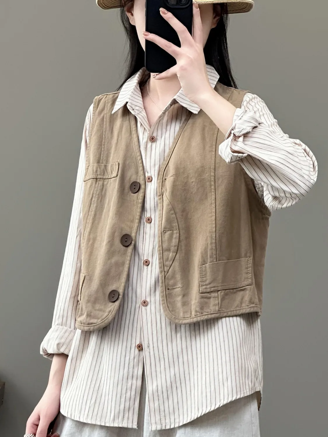 

Женский тонкий хлопковый жилет в стиле ретро-американского уличного стиля, повседневный свободный крой, весна-лето