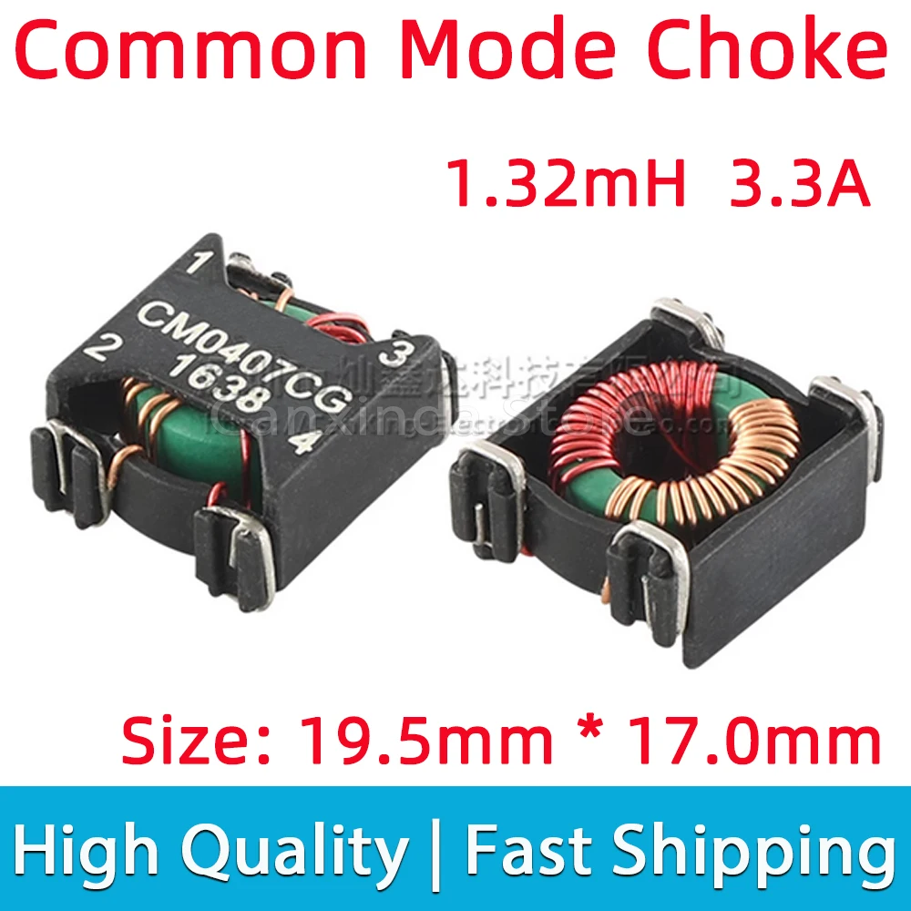 

2pcs CM0407CG SMD SMT Common Mode Choke Filter Inductor Inductance 1.32mH 3.3A Switching Power Supply Magnetic Coil