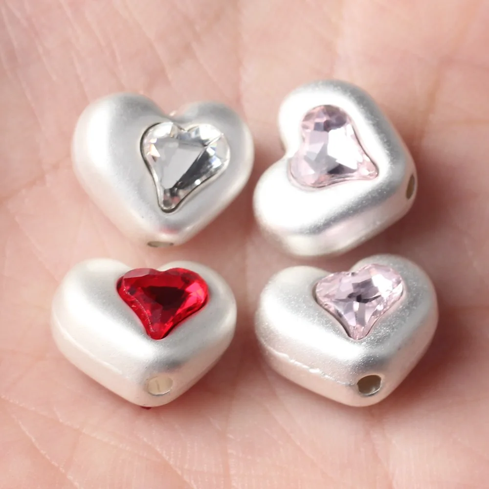 Bracelet/necklace pendants 40pcs/lot color heart shape alloy beads diy jewelry garment decoration accessory