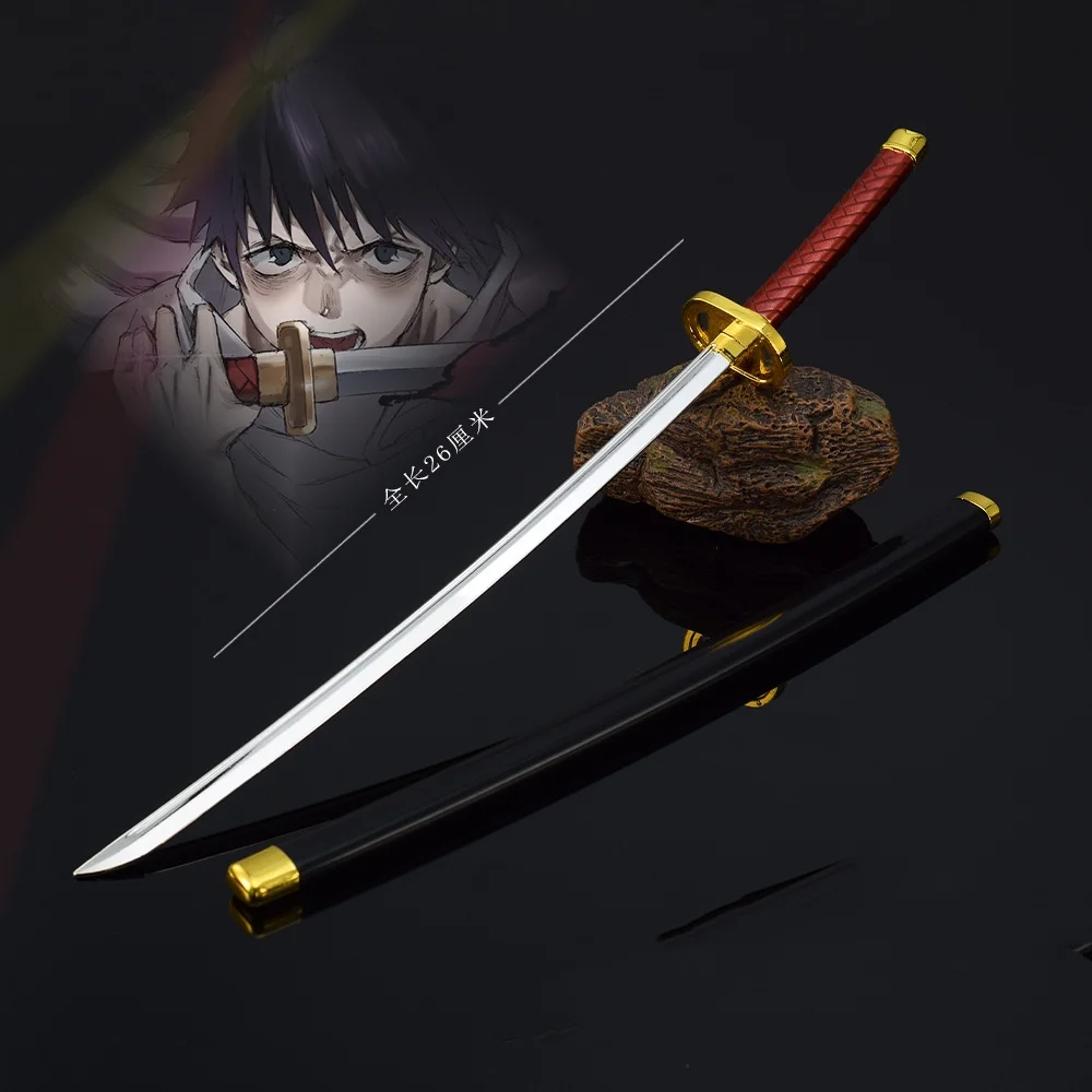 25cm Okkotsu Yuta Metal Katana Sword Jujutsu Kaisen Sukuna Ninja Knife Iron Real Japanese Katana Samurai Weapon Sword Anime Gift