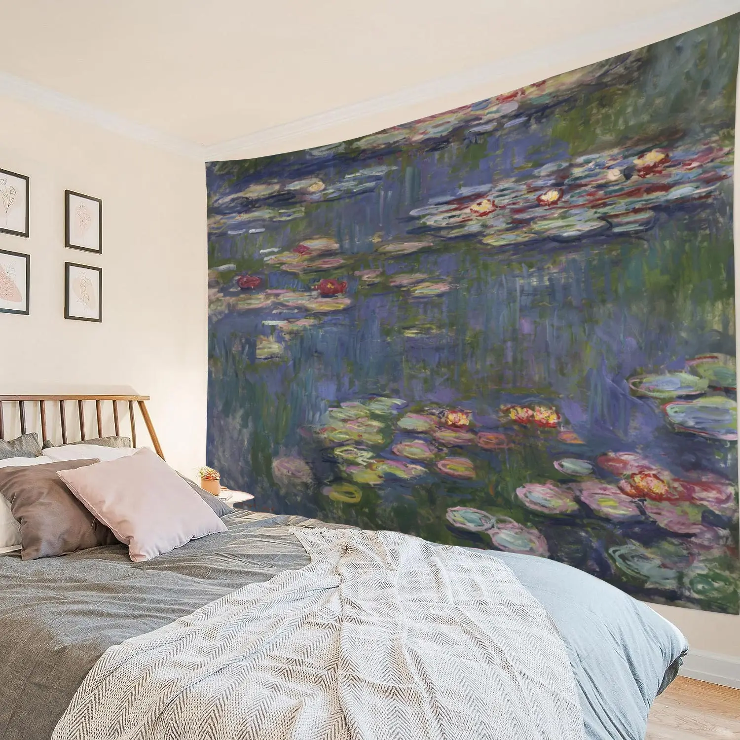 Tapisserie Seerosen von Claude Monet Ölgemälde Blumen Wandbehang Kunst Wohnkultur Polyester Wandteppich für Wohnzimmer Bedro – Detail 9