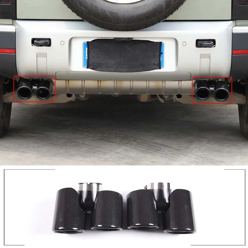 For 2020-2024 Land Rover Defender 90 110 true carbon fiber style stainless steel car muffler exhaust pipe tail cover accessories