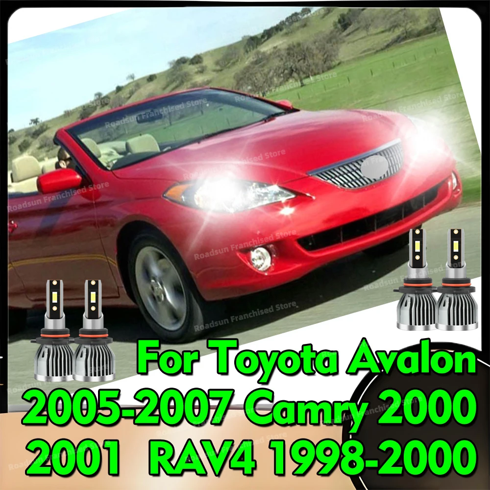 2/4x Faros LED de 30000LM para Auto, Lámparas de Luz Alta y Baja de 12V para Toyota Avalon 2005 2006 2007, Camry 2000 2001, RAV4 1998 1999 2000