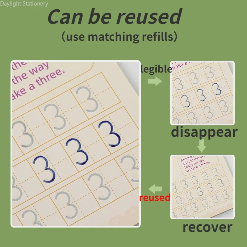 4 Book/Set English Magic Book for Kids Montessori Calligraphy Book Handwritten Magic Notebook Learn To Write English Copybook