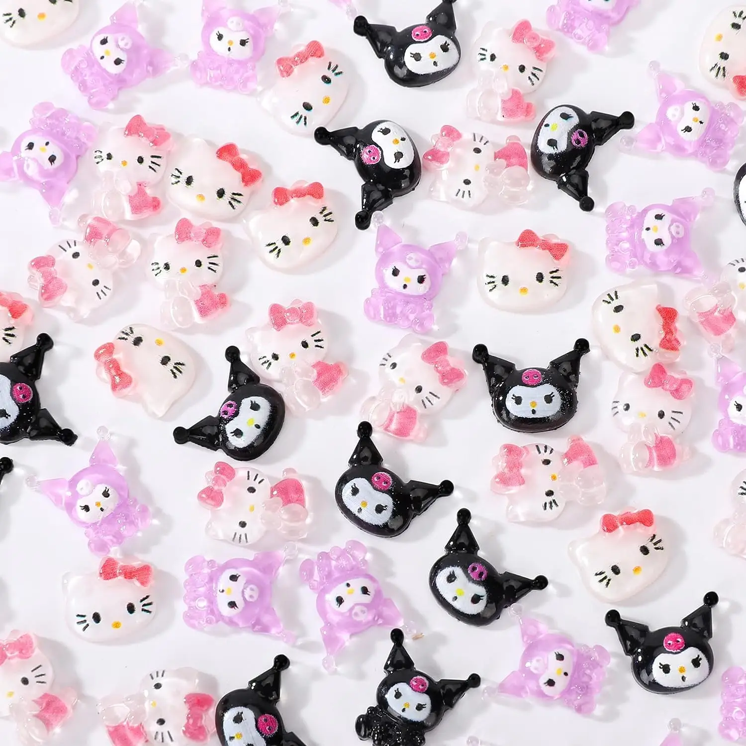 Dijes de Arte de uñas de gato de gatito 3D, decoraciones de uñas de unicornio Tembelle Kawaii de dibujos animados, arte de uñas, limo de uñas de resina, caballo arcoíris Helo