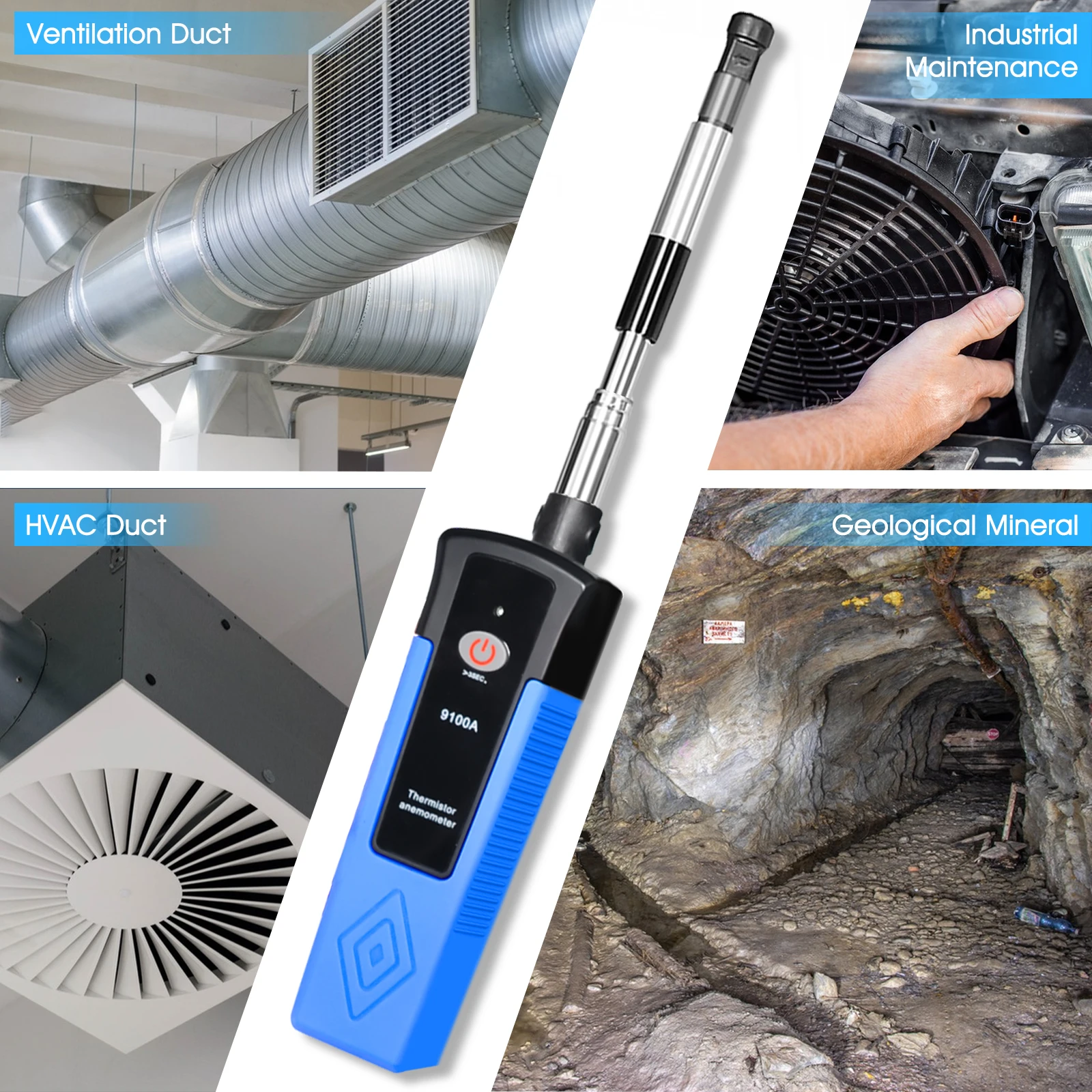 

For Mobile Phone Bluetooth-Connected Thermosensitive Anemometer, Extendable Probe 0.3–40 m/s High Precision, Air Volume Testing