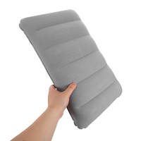 1PC Outdoor Pillow Thickened PVC Flocking Inflatable Camping Travel Pillow Camping Hiking Portable Square Travel Neck Support