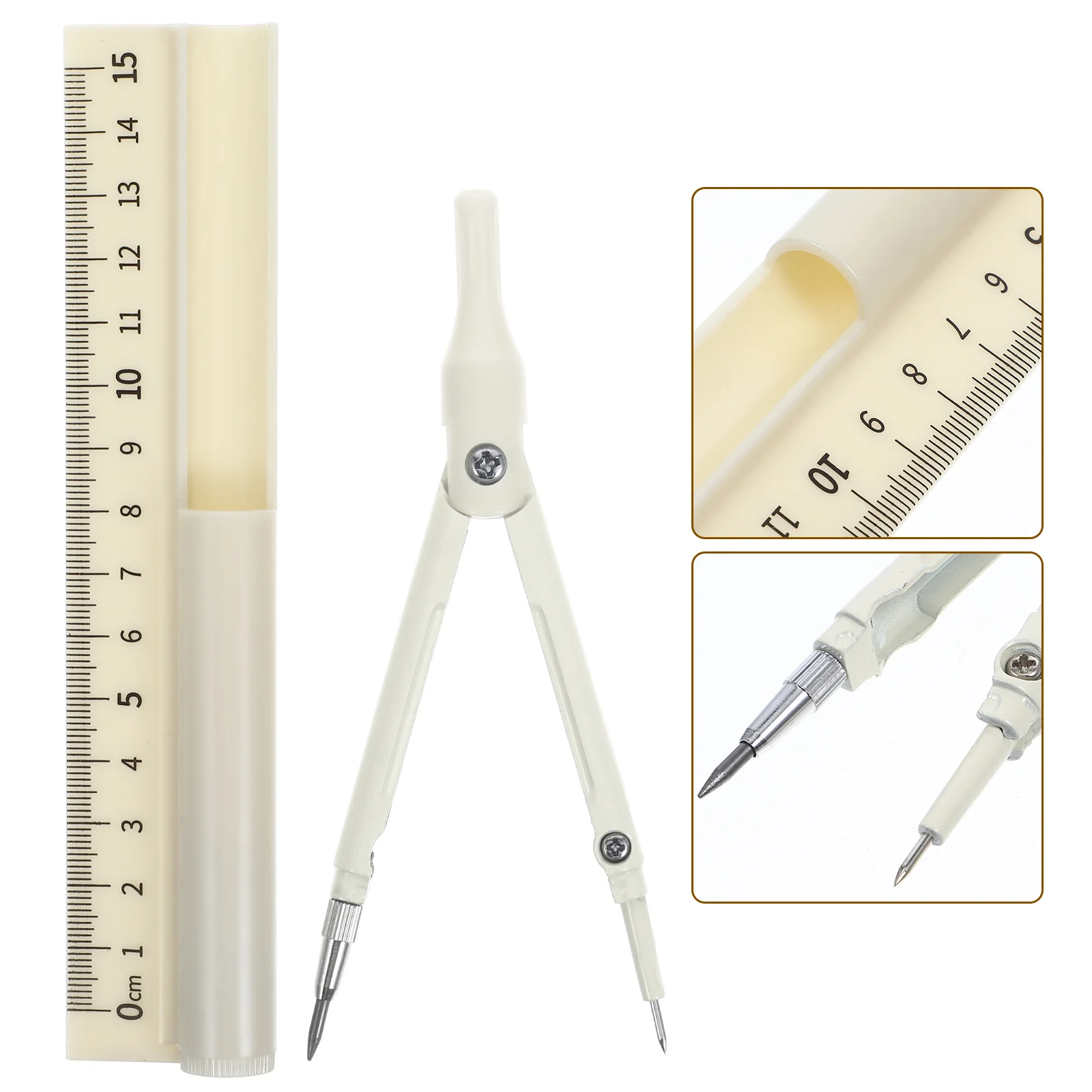 Multifunktions-Kompasstift-Lineal-Set, gelbes Kunststoff-Metall-Geometrie-Zeichenwerkzeug für Schule, Zeichnen, Schreiben, Messen