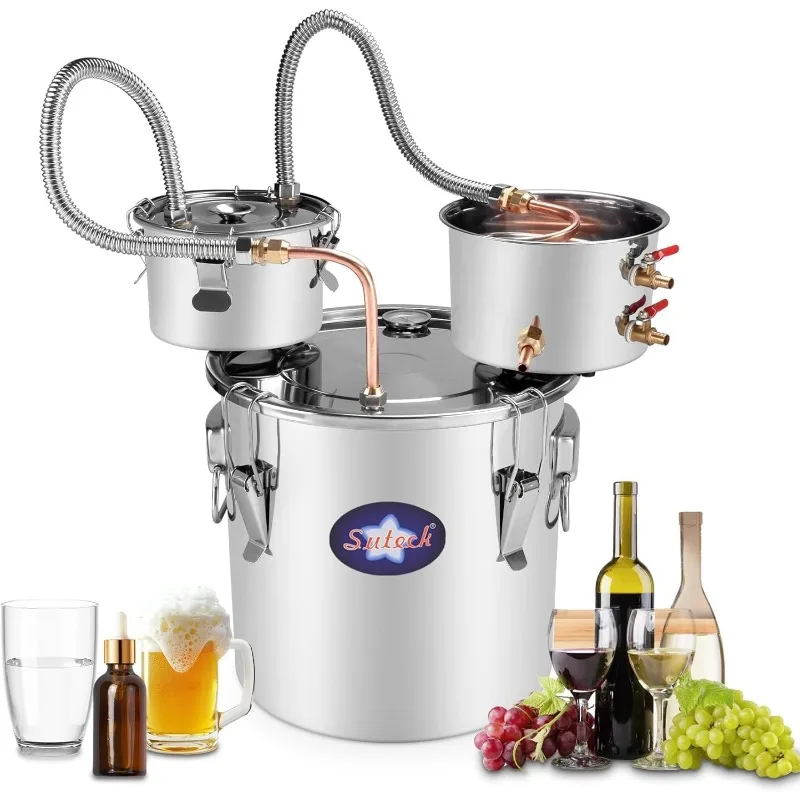 Alcohol Still Kit Complete with Thumper, 13.2 Gal / 50 L Stainless Steel Water Alcohol Distiller 3 Pots with Water Pump &