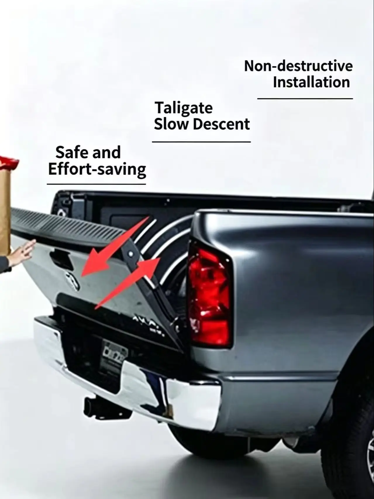 Tailgate Slow Closing Shock Assist Gas Struts Damper For KMC T8 2018-2026 Pickup Rear Tailgate Lift Support