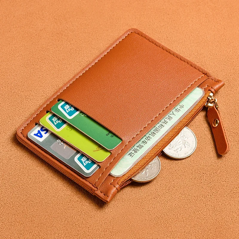 Ultra Thin Multi Slot Card Bag Women Zipper Coin Purse Coin Pouch Large Capacity ID Card Holder Credit Card Holder Badge Holder