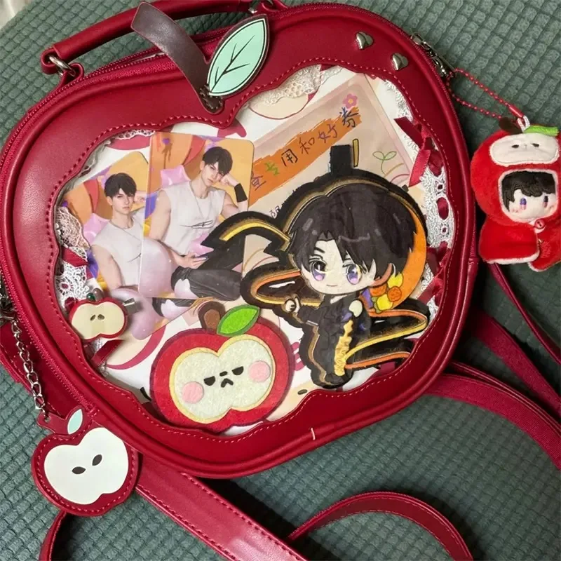 

JIAERDI Sweet Apple Ita Bag Оригинальная школьная сумка в консервативном стиле Niche Crossbady Mochilas Mujer Женские сумки Y2K Прозрачный рюкзак