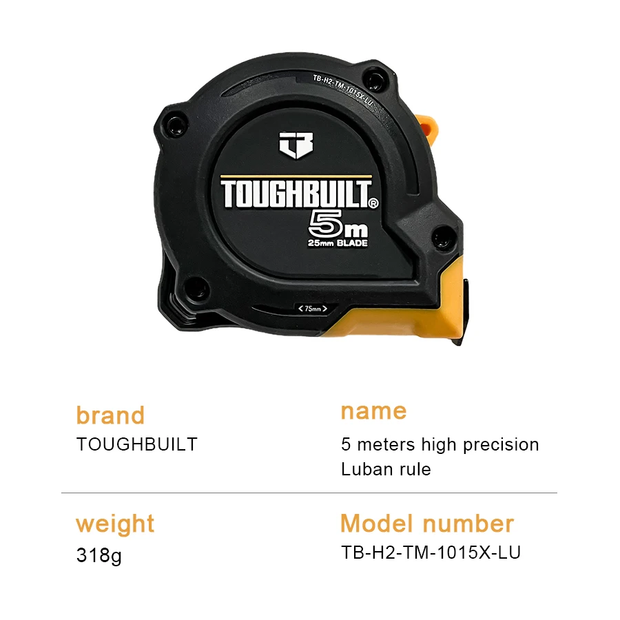 TOUGHBUILT TB-H2-TM-1015X-LU 5M High Precision Wear-resistant Steel Tape Measure (Luban Edition) Measuring Hand Tools