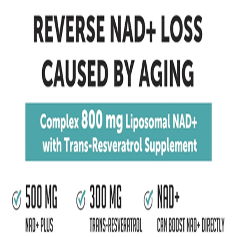 Liposomal NAD+800 Mg Containing 300 Mg of Trans Resveratrol, Used for Healthy Aging, Cellular Energy -60 Capsules