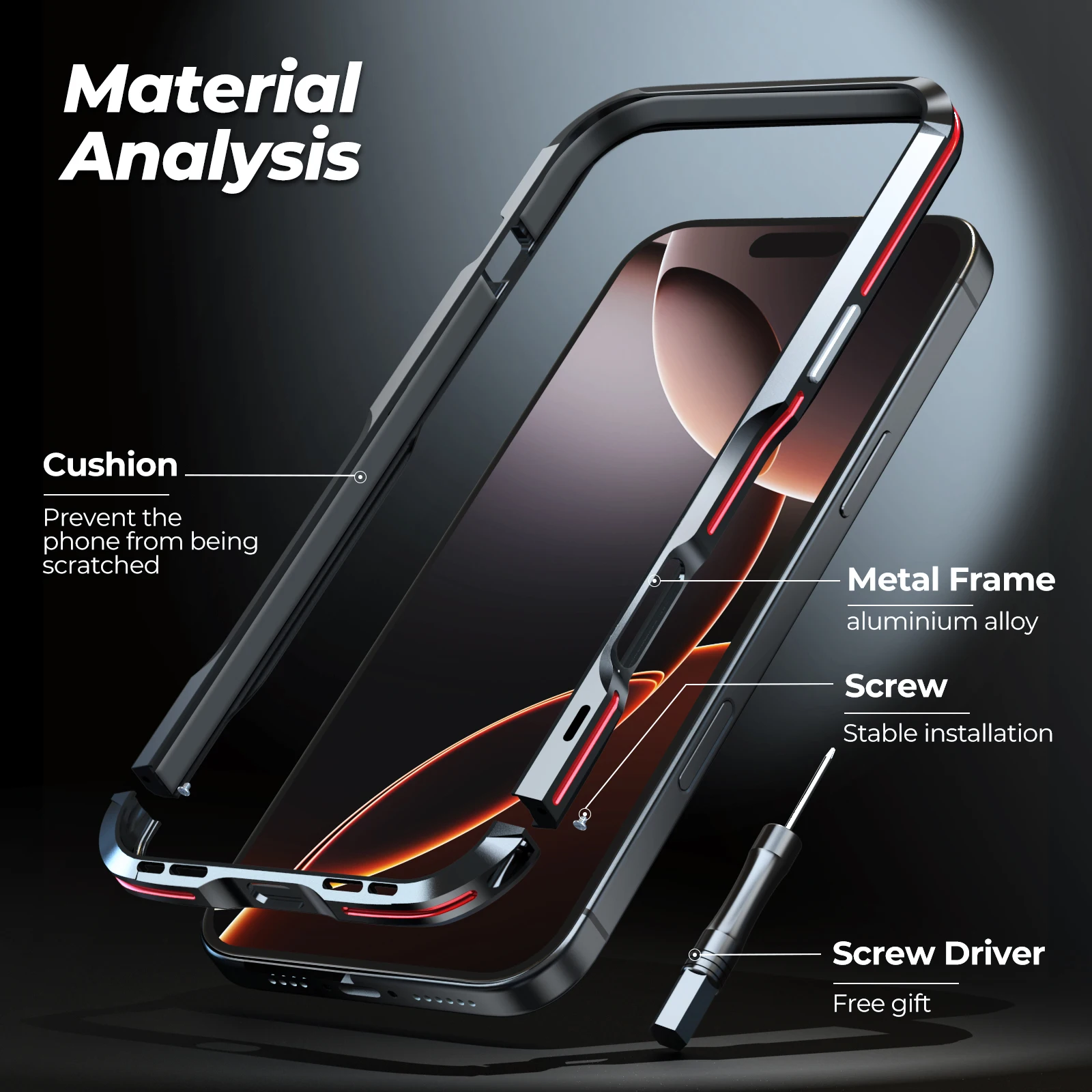 

Чехол-бампер с винтовым алюминиевым металлическим каркасом для iPhone 16 Pro Max 16 Plus, роскошные защитные аксессуары из сплава