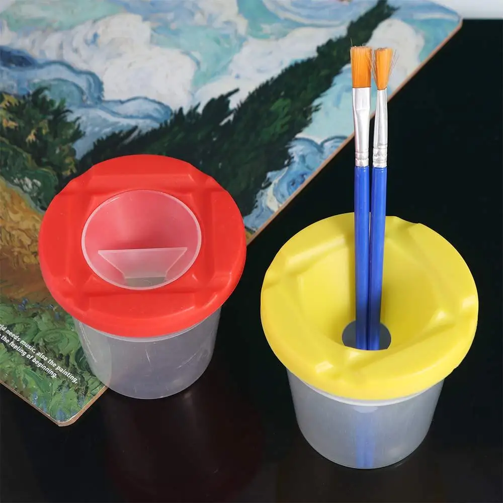 Bolígrafo de pintura multifuncional, taza de lavado, vasos de pintura prácticos de plástico para niños, vasos antipintura transparentes para el hogar