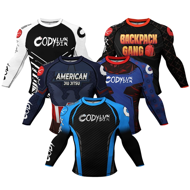 Nowe wzory Sport odzież MMA Bjj Kickboxing Kimono Jiu Jitsu koszulka Muay thai Rashguard siłownia koszulki bokserskie odzież sportowa T Shirt