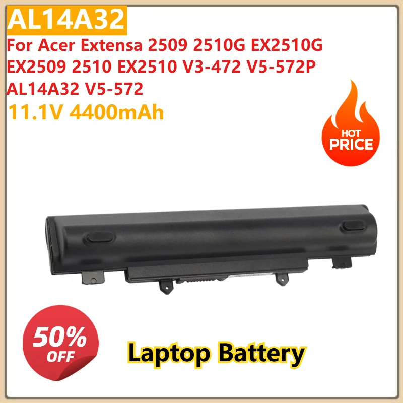 

11,1 В 4400 мАч AL14A32 аккумулятор для ноутбука Acer Extensa 2509 2510G EX2510G EX2509 2510 EX2510 V3-472 V5-572P AL14A32 V5-572