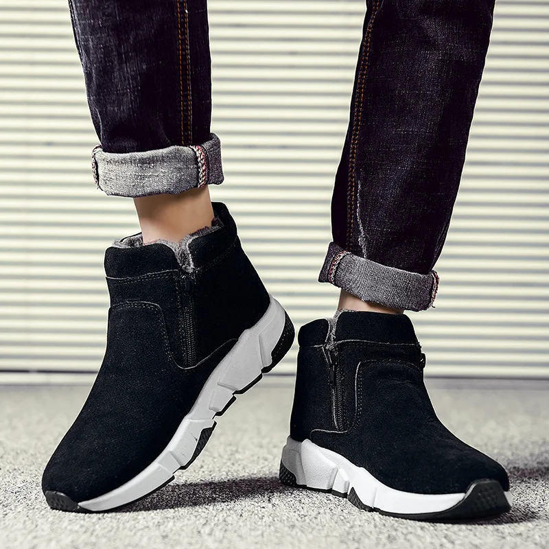 

Men's Thick Bottom Thickened Cotton Shoes Short Boots Plus Fleece Boots Warm Men's Round Toe Casual Snow Boots Men's Boots