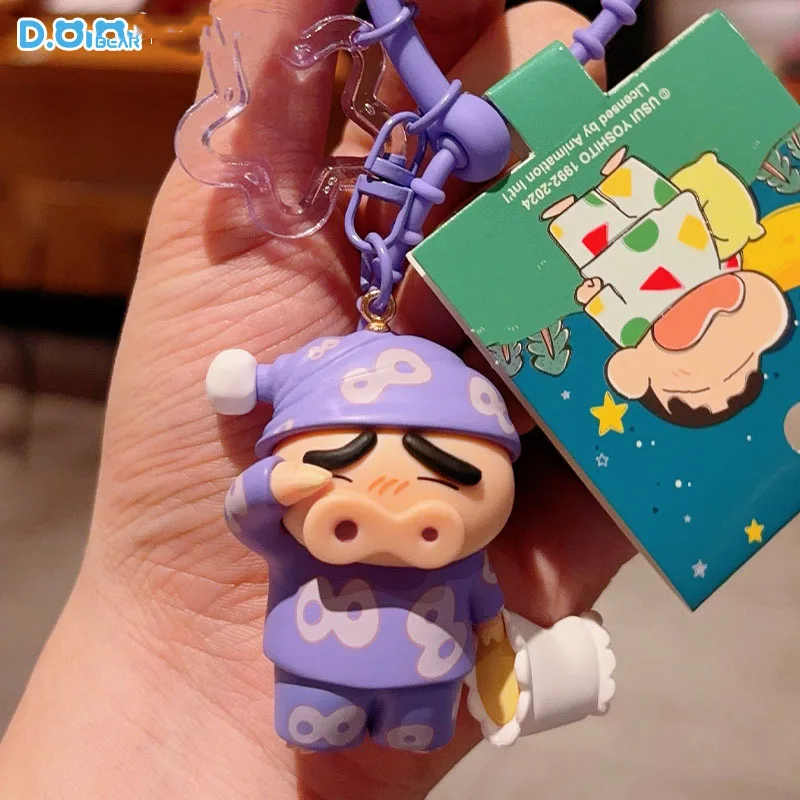 Miniso تلوين شينشان المفاتيح Kawaii بيجامة سلسلة سيارة المفاتيح قلادة Ins الكورية الكرتون أنيمي صديق جيد هدية عيد ميلاد