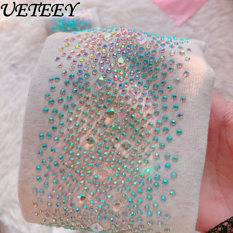 

Versatile Shiny Rhinestone Stockings Spring and Autumn Sexy Slimming Japanese Style Silk Base Pantyhose Hotfix Diamonds Legging