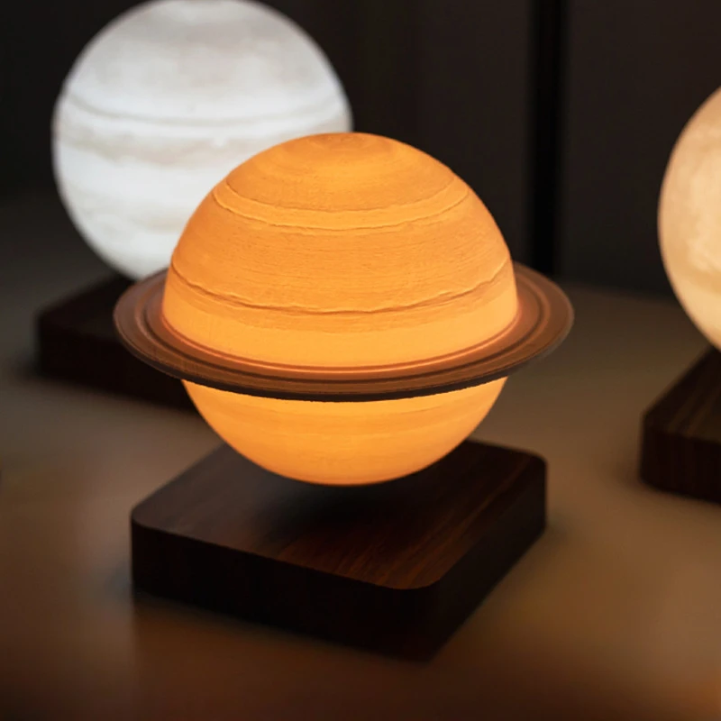 Technology Creative Magnetic Levitation Saturn Lamp 18cm Bedroom Atmosphere Tricolor Lamp Desktop Decorations Ornaments Gifts