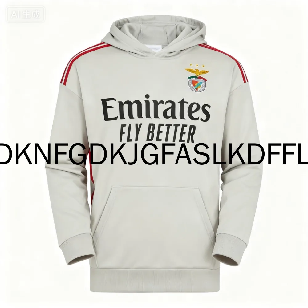 أحدث قميص منزلي للرجال من Benfica: 2025، سترة رياضية خارجية كبيرة الحجم بأكمام طويلة وغطاء للرأس،