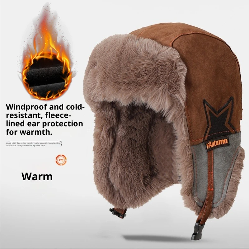1 gorro de piloto tipo trapper cálido de invierno para hombre, gorro ruso con orejeras para caza, esquí y clima frío