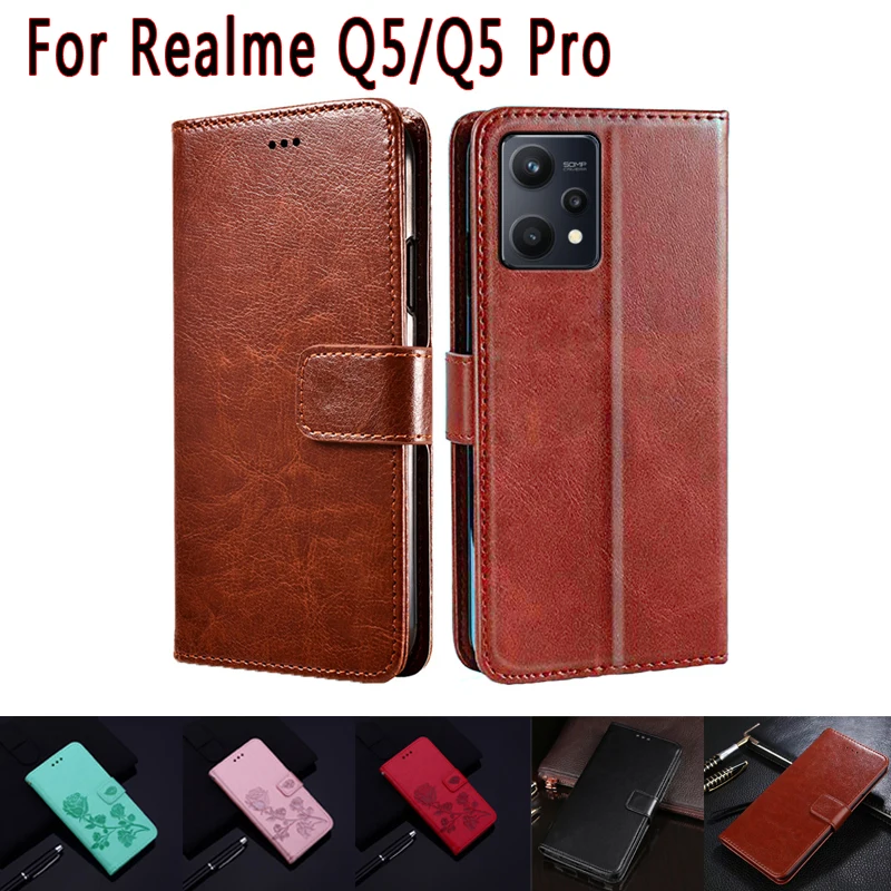

Cover For Realme Q5 Case RMX3478 Magnetic Card Flip Leather Wallet Stand Phone Capa Etui Book On Realme Q 5 Pro Case Bag RMX3372