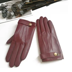 Women's Sheepskin Gloves Winter Spring Thin Style Touch Screen Driving Female Color Leather Gloves High-end Winter Gloves