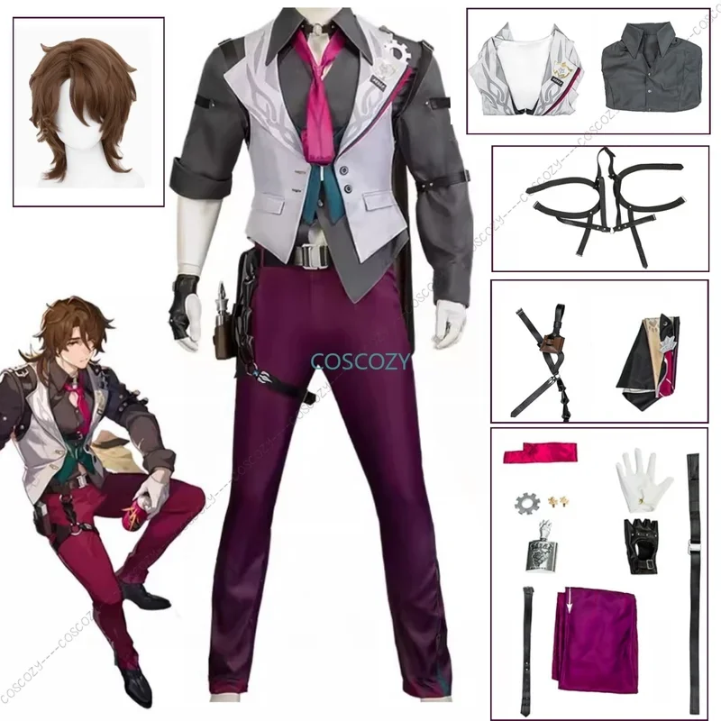 Gallagher Cosplay Costume Wig Honkai Star Rail New Women Men Halloween Party Uniform Security Officer Bloodhound Family Penacony