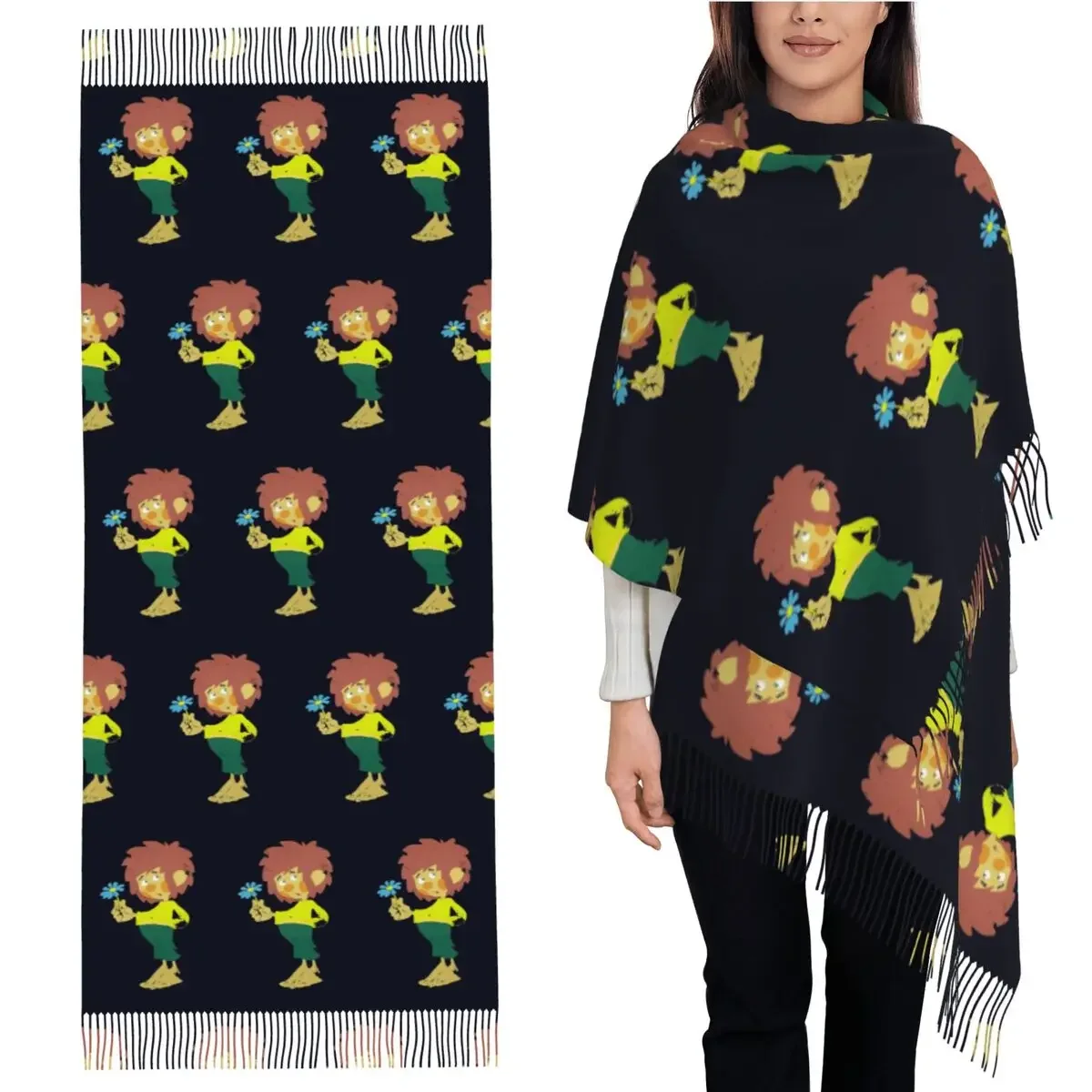 

Pumuckl Blume - фигурка 1983, шарф, шарфы с кисточками для женщин, мягкие теплые шали и накидки, большая осенне-зимняя шаль
