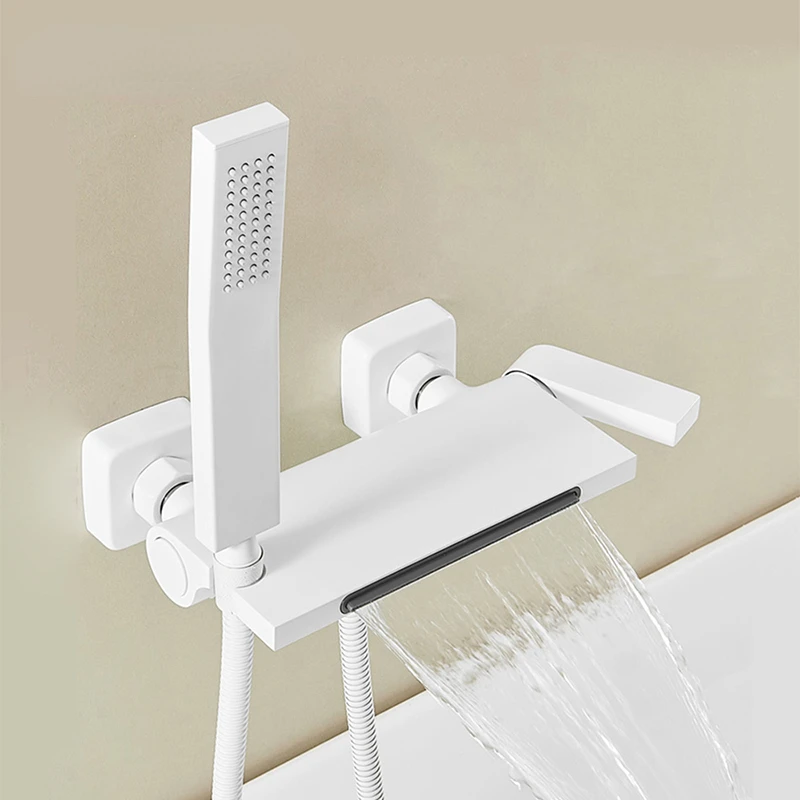 

Bathroom Bathtub Faucet Brass Handheld Waterfall Shower Hot&Cold Water Mixer Tap Wall Mounted Shower Set