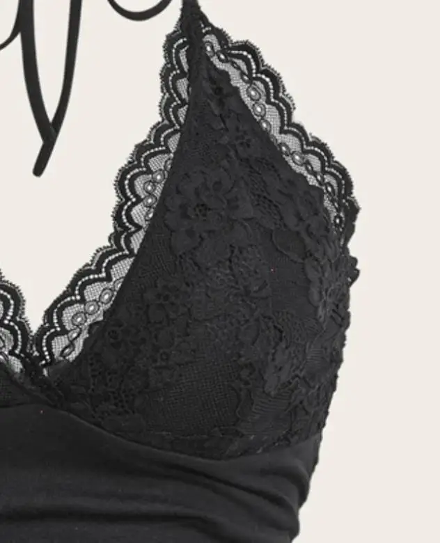 

Women's Vest Spring/summer 2025 Black Lace Patchwork Camisole Top Sexy Spicy Girl Pleated Sleeveless Vest for Women