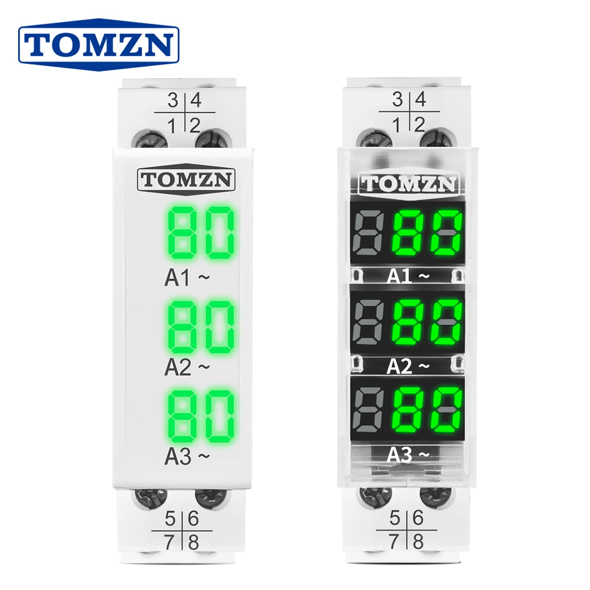 

Din Rail 18mm apmere Meter AC 100A 220V 380V Three Phase Modular ammeterIndicator LED Digital Display Detector witch CT