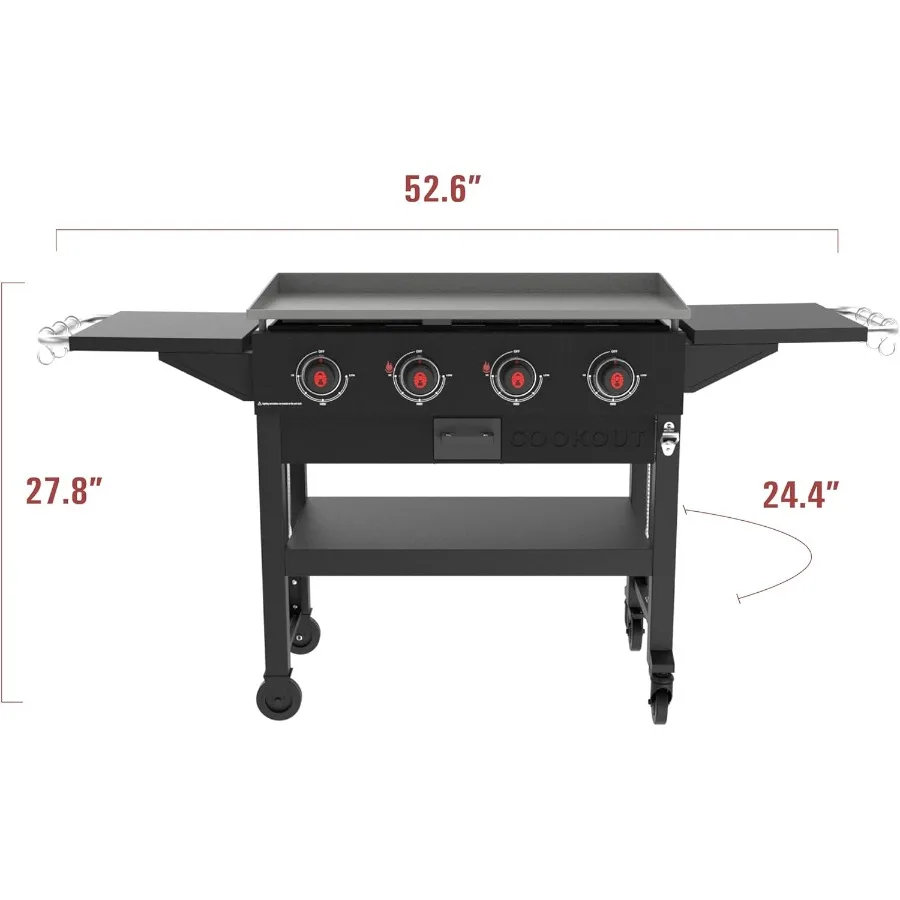 4 شعلات 60000 وحدة حرارية بريطانية محطة شواية غاز البروبان مع 720 متر مربع. في. صينية شحم سطح الطبخ بالكامل 2 رفوف جانبية و #4