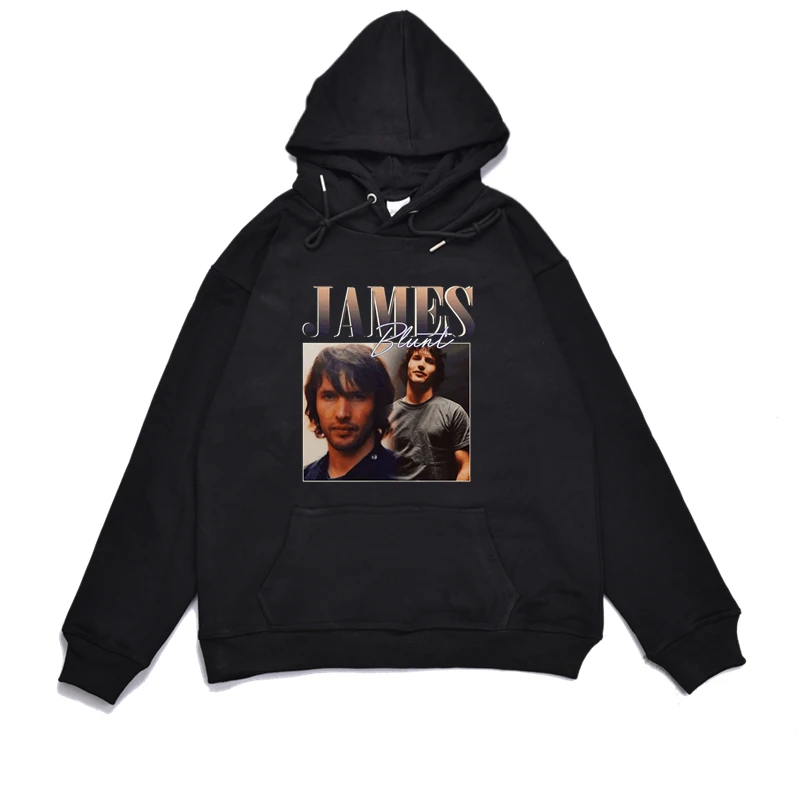 

James Blunt Thiened Printed Hoodie Fce Lined ex Sweatirt Casual Winter Outerwear Youth Faion Loose Fit Kangaroo ...