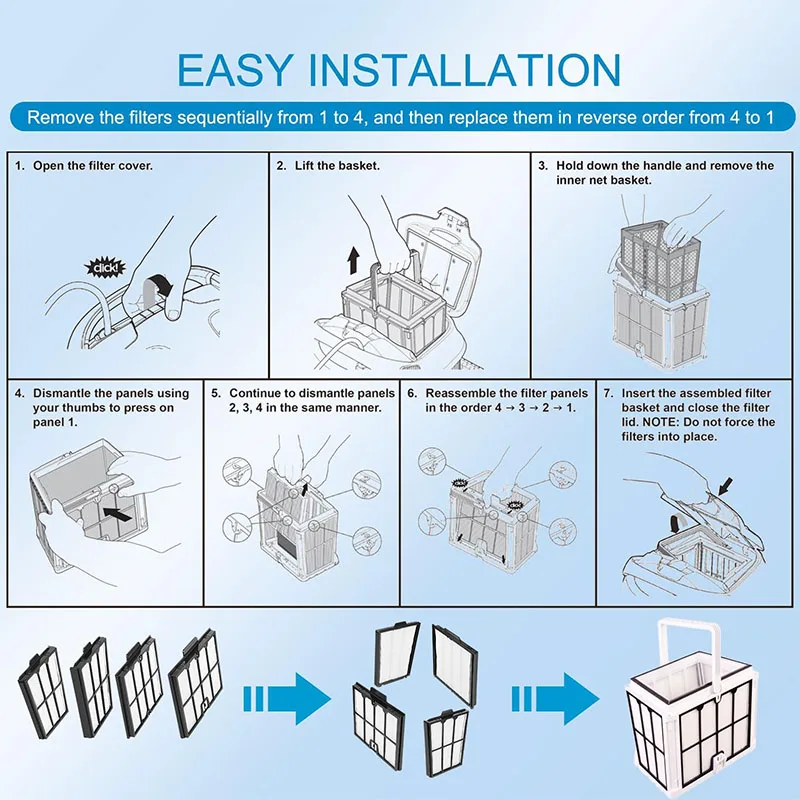 9991467-R4 Ultra Fine Filter Panels Fit for Dolphin Pool Cleaners Active 20,30, Explorer E30, M600, Proteus DX4, S300i, S200